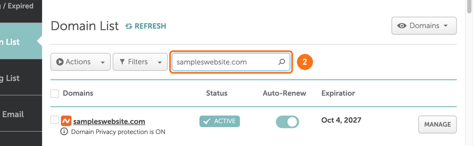 Searching the domain list