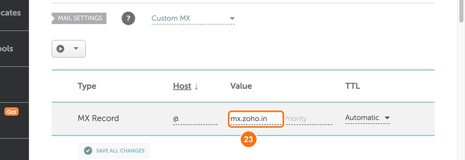Pasting the mail server