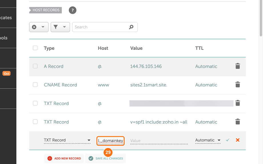 A DKIM record being added
