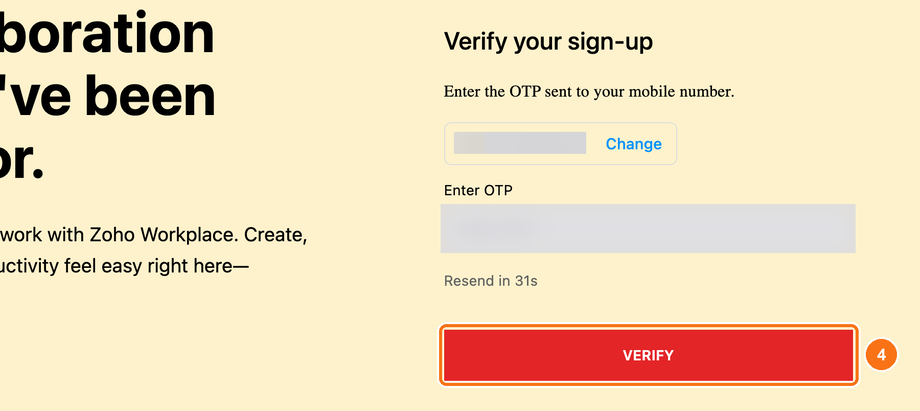 Entering the one-time code