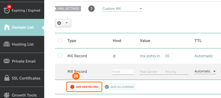 Adding another MX record