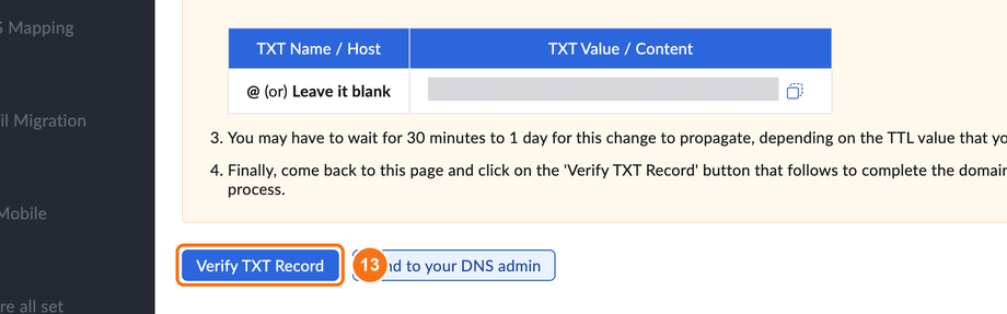 Verify TXT Record