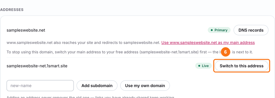 Switch to this address