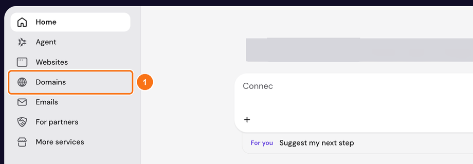 Domains in the hPanel menu