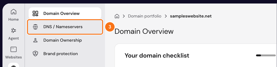 DNS / Nameservers in the domain menu