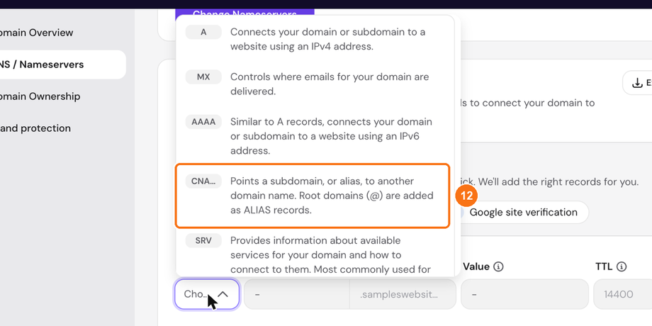 Choosing CNAME