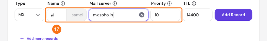 Name, Mail server and Priority