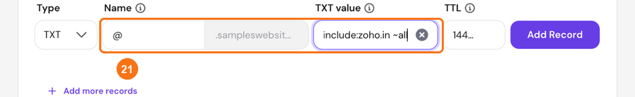 Name and TXT value