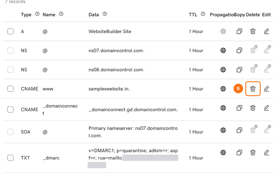 Removing the www CNAME record