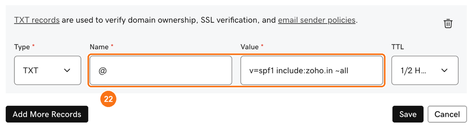 Name and TXT value