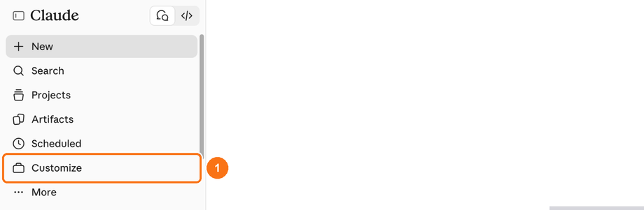 Customize in Claude's left sidebar