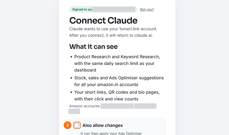 Our consent page with Also allow changes