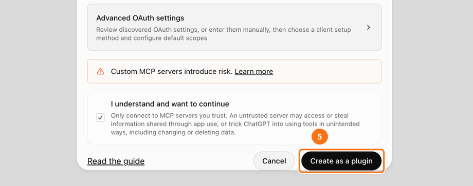 The tick box and Create as a plugin