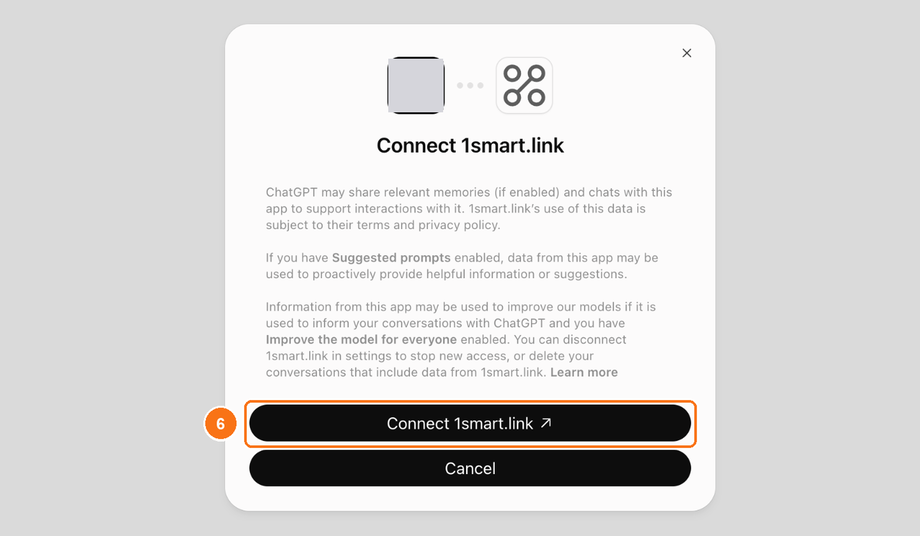 ChatGPT's Connect 1smart.link box