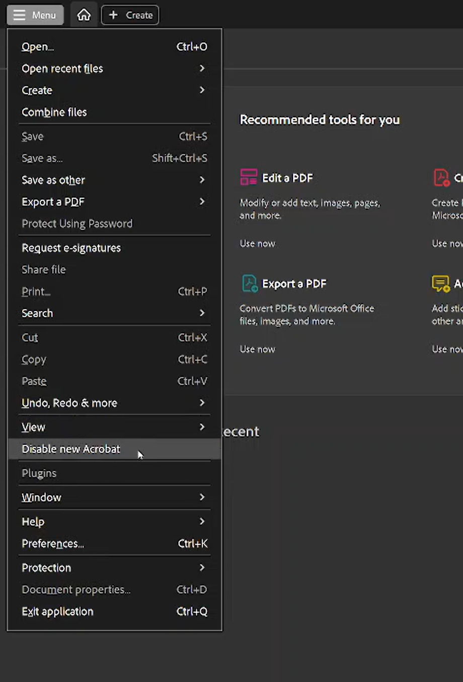 Disabling the "New Acrobat" screen