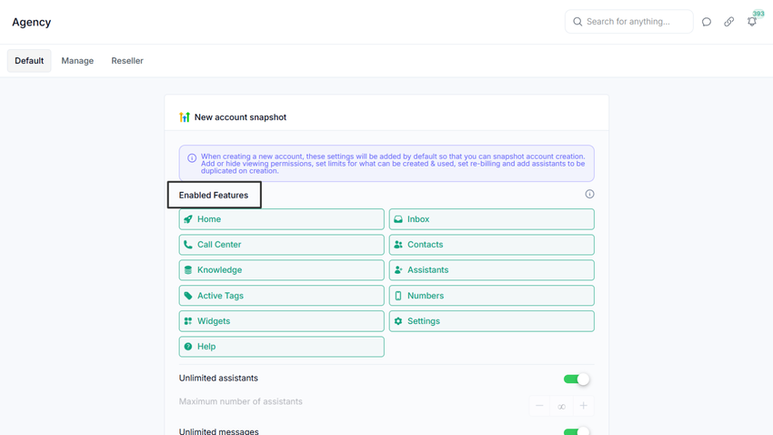 Agency Enabled Features